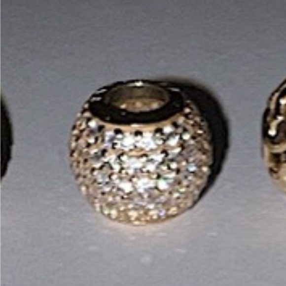 New Pandora 14k Yellow Gold CZ Pave Ball Charm - Picture 2 of 3